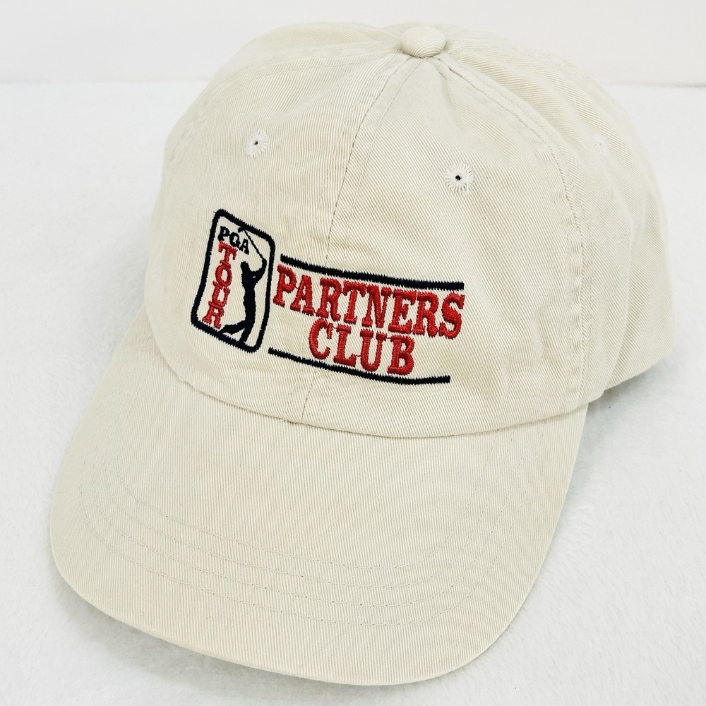 PGA Tour Partners Club Golf Hat Cap Adjustable Strapback Beige Outdoors Sports